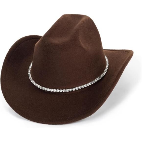 Women\'s Glitter Silver Black Cowboy Hats Western Sparkly Rhinestone Cowgirl Hat main image 4